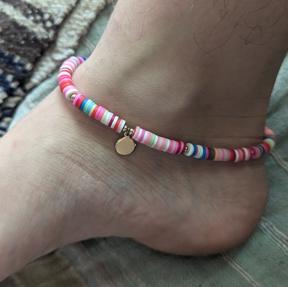 Pink Beaded Anklet